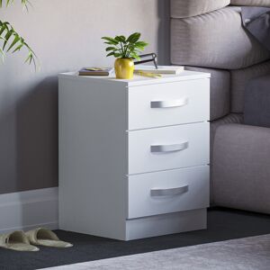 Home Discount (White) Hulio 3 Drawer Bedside Table Cabinet Nightstand Home Discount (White) Hulio 3 Drawer Bedside Table Cabinet Nightstand
