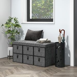 HOMCOM Shoe Bench with Seat, Shoe Storage Bench with Fabric Drawers Dark Grey HOMCOM Shoe Bench with Seat, Shoe Storage Bench with Fabric Drawers Dark Grey