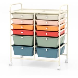 Costway 12 Drawer Rolling Storage Cart Office Lightweight Utility Cart w/Wheels Costway 12 Drawer Rolling Storage Cart Office Lightweight Utility Cart w/Wheels