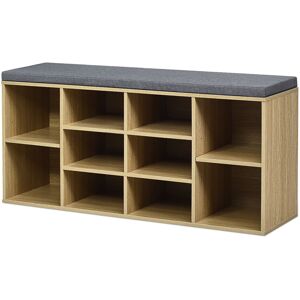 Costway Wooden Shoe Bench Shoe Storage Rack Cabinet Organizer Seat Cushion-Natural Costway Wooden Shoe Bench Shoe Storage Rack Cabinet Organizer Seat Cushion-Natural