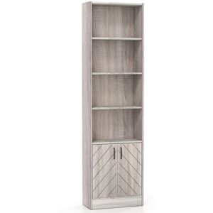 Casart 6-Tier Bookshelf 180cm Tall Bookcase w/4 Open Cubes & Double Doors Grey Casart 6-Tier Bookshelf 180cm Tall Bookcase w/4 Open Cubes & Double Doors Grey