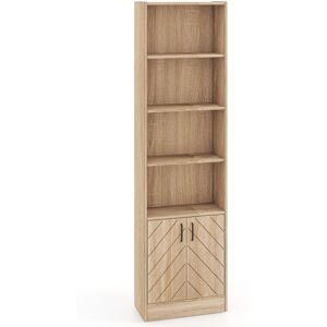 Casart 6-Tier Bookshelf 180cm Tall Bookcase w/4 Open Cubes & Double Doors Oak Casart 6-Tier Bookshelf 180cm Tall Bookcase w/4 Open Cubes & Double Doors Oak