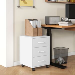 HOMCOM File Cabinet with 3 Drawers, Under Desk Mobile Filing Cabinet White HOMCOM File Cabinet with 3 Drawers, Under Desk Mobile Filing Cabinet White