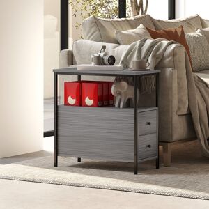 HOMCOM Narrow End Table, Sofa Side Table with 2 Drawers Storage Shelf, Grey HOMCOM Narrow End Table, Sofa Side Table with 2 Drawers Storage Shelf, Grey