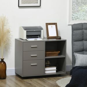 HOMCOM Freestanding Storage Cabinet w/ 3 Drawers 2 Shelves 4 Wheels Office Grey HOMCOM Freestanding Storage Cabinet w/ 3 Drawers 2 Shelves 4 Wheels Office Grey