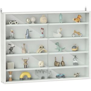 HOMCOM 5-Tier Display Cabinet Glass Door Cabinet with Adjustable Shelves Wall- HOMCOM 5-Tier Display Cabinet Glass Door Cabinet with Adjustable Shelves Wall-