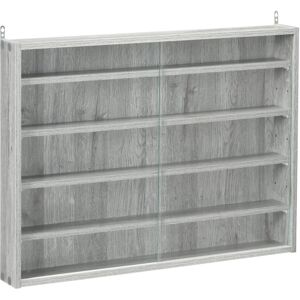 HOMCOM 5-Tier Display Cabinet Glass Door Cabinet with Adjustable Shelves Wall- HOMCOM 5-Tier Display Cabinet Glass Door Cabinet with Adjustable Shelves Wall-