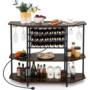 Casart Wine Bar Cabinet 3 Tier Industrial Wine Rack with Storage Shelves Glass Holder Casart Wine Bar Cabinet 3 Tier Industrial Wine Rack with Storage Shelves Glass Holder