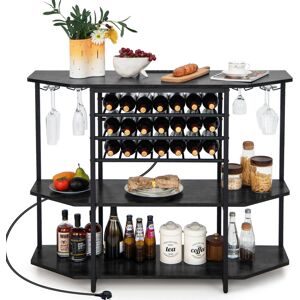 Casart Wine Bar Cabinet 3 Tier Industrial Wine Rack with Storage Shelves Glass Holder Casart Wine Bar Cabinet 3 Tier Industrial Wine Rack with Storage Shelves Glass Holder