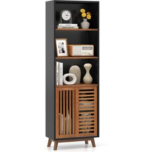 Costway 178 CM Bookshelf 5-Tier Bookcase w/ Reversible Adjustable Shelf-Black Costway 178 CM Bookshelf 5-Tier Bookcase w/ Reversible Adjustable Shelf-Black