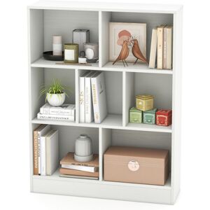 Costway 7-Cube Bookshelf 3-Tier Cubby Storage Organizer Wooden Cube Bookcase Costway 7-Cube Bookshelf 3-Tier Cubby Storage Organizer Wooden Cube Bookcase