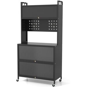Costway 5 Tier Kitchen Bakers Rack Multifunctional Microwave Stand-Black Costway 5 Tier Kitchen Bakers Rack Multifunctional Microwave Stand-Black