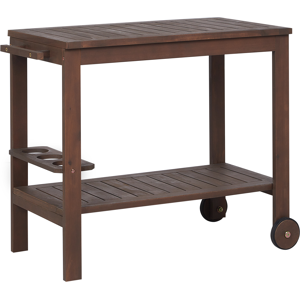 Beliani Acacia Wood Garden Drinks Trolley Dark SASSARI Beliani Acacia Wood Garden Drinks Trolley Dark SASSARI