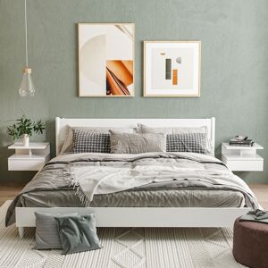 HOMCOM Nightstand Set of 2, Wall Mounted Bedside Cabinet, High Gloss White HOMCOM Nightstand Set of 2, Wall Mounted Bedside Cabinet, High Gloss White