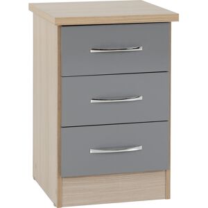 Seconique Nevada 3 Drawer Bedside in Grey Gloss/Light Oak Effect Veneer Seconique Nevada 3 Drawer Bedside in Grey Gloss/Light Oak Effect Veneer