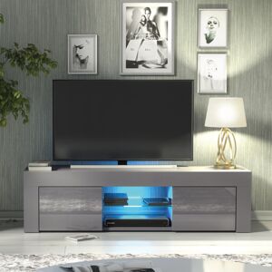 Mex Furniture LTD (Dark Grey) TV Unit 130cm LED Gloss Doors - Mex Furniture Mex Furniture LTD (Dark Grey) TV Unit 130cm LED Gloss Doors - Mex Furniture