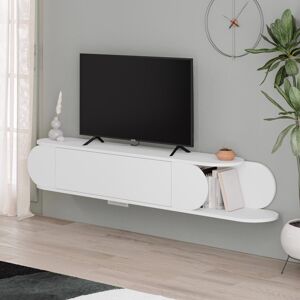FWStyle White 1 Door TV Stand Legless 2 Side Shelves FWStyle White 1 Door TV Stand Legless 2 Side Shelves