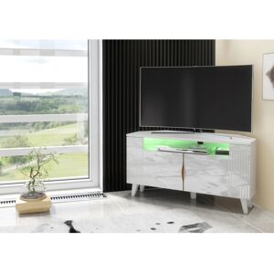 (RGB (multicoloured) LED Lights) Furneo White Corner TV Stand 100cm Unit Cabinet (RGB (multicoloured) LED Lights) Furneo White Corner TV Stand 100cm Unit Cabinet