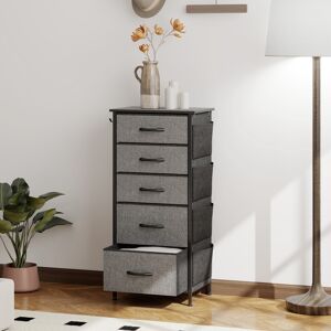 (Grey) HOMCOM Fabric Chest of Drawers, 5 Drawer Dresser for Bedroom (Grey) HOMCOM Fabric Chest of Drawers, 5 Drawer Dresser for Bedroom