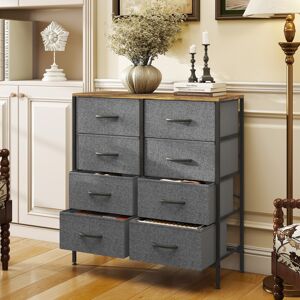 HOMCOM 8 Drawer Fabric Chest of Drawers with Wooden Top, Rustic Brown HOMCOM 8 Drawer Fabric Chest of Drawers with Wooden Top, Rustic Brown