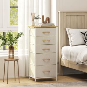 HOMCOM Fabric Chest of Drawers, 5 Drawer Dresser for Bedroom, Beige HOMCOM Fabric Chest of Drawers, 5 Drawer Dresser for Bedroom, Beige