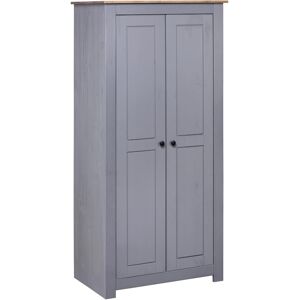 vidaXL Solid Pine Panama Range Wardrobe Grey Clothes Bedroom Cabinet Closet vidaXL Solid Pine Panama Range Wardrobe Grey Clothes Bedroom Cabinet Closet