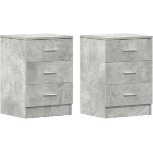 vidaXL 2x Bedside Cabinet Concrete Grey Engineered Wood Bedroom Nightstand vidaXL 2x Bedside Cabinet Concrete Grey Engineered Wood Bedroom Nightstand