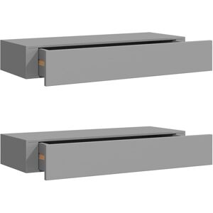 vidaXL Wall-mounted Drawer Shelves Grey MDF 2 pcs - Wall-mounted Drawer Shelves vidaXL Wall-mounted Drawer Shelves Grey MDF 2 pcs - Wall-mounted Drawer Shelves