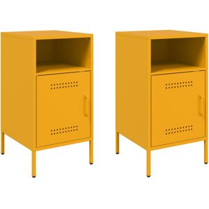 vidaXL Bedside Cabinets Nightstand Bed Side Table 2 pcs Mustard Yellow Steel vidaXL Bedside Cabinets Nightstand Bed Side Table 2 pcs Mustard Yellow Steel