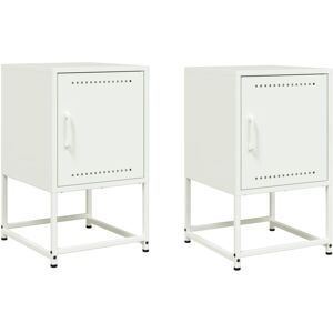 vidaXL Bedside Cabinets Nightstand Bed Table Bed Cabinet 2 pcs White Steel vidaXL Bedside Cabinets Nightstand Bed Table Bed Cabinet 2 pcs White Steel