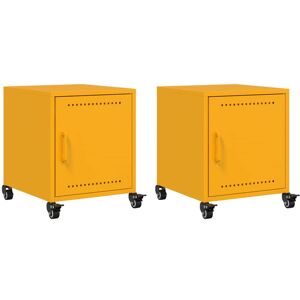 vidaXL Bedside Cabinets Nightstand Bed Side Table 2 pcs Mustard Yellow Steel vidaXL Bedside Cabinets Nightstand Bed Side Table 2 pcs Mustard Yellow Steel
