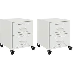 vidaXL Bedside Cabinets Nightstand Bed Table Bed Cabinet 2 pcs White Steel vidaXL Bedside Cabinets Nightstand Bed Table Bed Cabinet 2 pcs White Steel