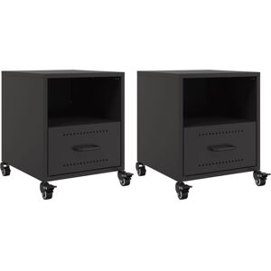 vidaXL Bedside Cabinets Nightstand Bed Table Bed Cabinet 2 pcs Black Steel vidaXL Bedside Cabinets Nightstand Bed Table Bed Cabinet 2 pcs Black Steel