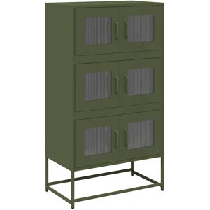 (olive green) vidaXL Highboard Olive Green 68x39x123 cm Steel sideboard side cab (olive green) vidaXL Highboard Olive Green 68x39x123 cm Steel sideboard side cab