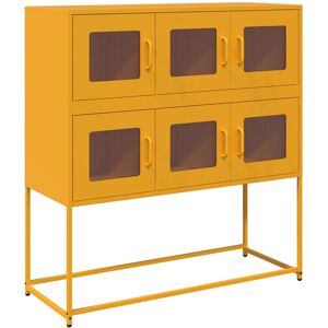 (mustard yellow) vidaXL Sideboard White 100.5x39x107 cm Cold-rolled Steel storag (mustard yellow) vidaXL Sideboard White 100.5x39x107 cm Cold-rolled Steel storag