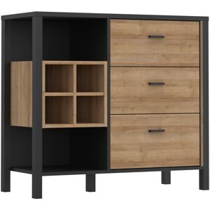 Furniture To Go High Rock 3 Drawer Display Chest in Matt Black/Riviera Oak Furniture To Go High Rock 3 Drawer Display Chest in Matt Black/Riviera Oak