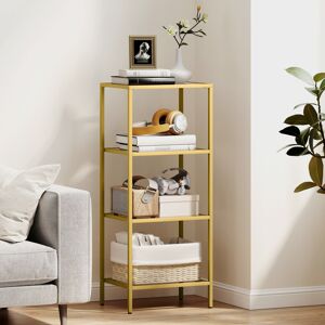 HOMCOM 4-Tier Shelving Unit Modern Glass Shelf Bookshelf for Home Gold Tone HOMCOM 4-Tier Shelving Unit Modern Glass Shelf Bookshelf for Home Gold Tone