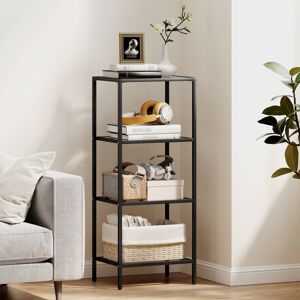 HOMCOM 4-Tier Shelving Unit Modern Glass Shelf Bookshelf for Home Black HOMCOM 4-Tier Shelving Unit Modern Glass Shelf Bookshelf for Home Black