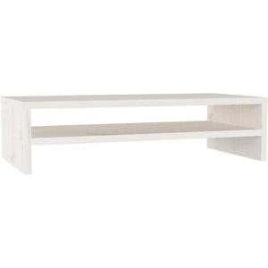 vidaXL Solid Wood Pine Monitor Stand White Wooden Desktop Riser Display Shelf vidaXL Solid Wood Pine Monitor Stand White Wooden Desktop Riser Display Shelf