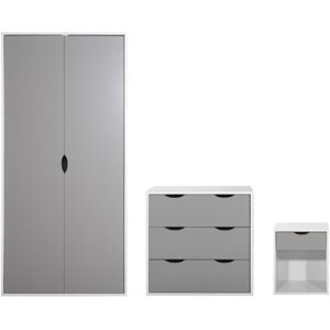 Timber Art Design UK 3 Piece Bedroom Furniture Set Wardrobe Bedside Cabinet Chest of Drawers 3- Grey Timber Art Design UK 3 Piece Bedroom Furniture Set Wardrobe Bedside Cabinet Chest of Drawers 3- Grey