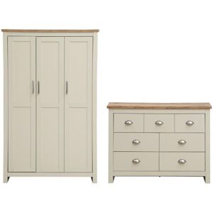 Timber Art Design UK Ite 2 Piece Bedroom Set (3 Door Wardrobe, 3+4 Chest of Drawers) – Cream & Oak Ef Timber Art Design UK Ite 2 Piece Bedroom Set (3 Door Wardrobe, 3+4 Chest of Drawers) – Cream & Oak Ef
