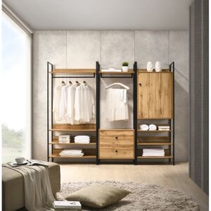 Timber Art Design UK (Dark Grey) 3 Piece Open Wardrobe Bedroom Furniture Set Wardrobe Drawers Metal F Timber Art Design UK (Dark Grey) 3 Piece Open Wardrobe Bedroom Furniture Set Wardrobe Drawers Metal F