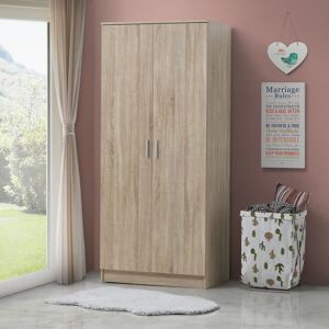 Timber Art Design UK (Sonoma Oak) 2 Door Wardrobe Storage Hanging Door Cupboard Hanging Rail and 1 in Timber Art Design UK (Sonoma Oak) 2 Door Wardrobe Storage Hanging Door Cupboard Hanging Rail and 1 in