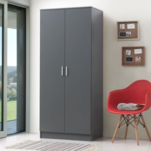 Timber Art Design UK (Dark Grey) 2 Door Wardrobe Storage Hanging Door Cupboard Hanging Rail and 1 int Timber Art Design UK (Dark Grey) 2 Door Wardrobe Storage Hanging Door Cupboard Hanging Rail and 1 int