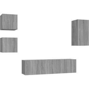 vidaXL TV Cabinet Set 5 Piece Grey Sonoma Engineered Wood TV Stand Media Unit vidaXL TV Cabinet Set 5 Piece Grey Sonoma Engineered Wood TV Stand Media Unit