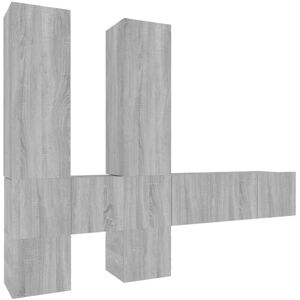 vidaXL TV Cabinet Set 7 Piece Grey Sonoma Engineered Wood TV Stand Media Unit vidaXL TV Cabinet Set 7 Piece Grey Sonoma Engineered Wood TV Stand Media Unit