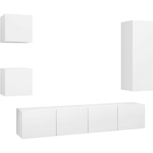 VidaXL 5 Piece TV Cabinet Set-TV Stand-Television Unit White Engineered Wood 539645 VidaXL 5 Piece TV Cabinet Set-TV Stand-Television Unit White Engineered Wood 539645