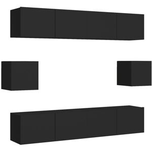 VidaXL 6 Piece TV Cabinet Set-TV Stand-Television Unit Black Engineered Wood 690207 VidaXL 6 Piece TV Cabinet Set-TV Stand-Television Unit Black Engineered Wood 690207