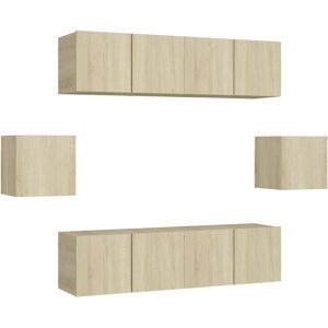 VidaXL 6 Piece TV Cabinet Set-TV Stand-Television Unit Sonoma Oak Engineered Wood 92187 VidaXL 6 Piece TV Cabinet Set-TV Stand-Television Unit Sonoma Oak Engineered Wood 92187