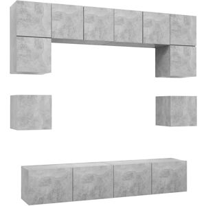 VidaXL 8 Piece TV Cabinet Set-TV Stand-Television Unit Concrete Grey Engineered Wood 89 VidaXL 8 Piece TV Cabinet Set-TV Stand-Television Unit Concrete Grey Engineered Wood 89